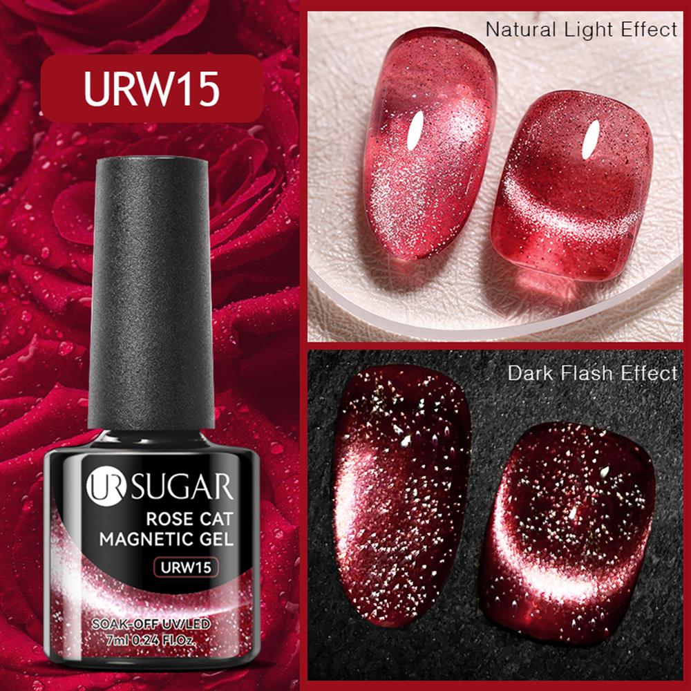 UR SUGAR 7ml Rose Cat Magnetic Uv Nail Gel (Kedi Gözü Kalıcı Oje) URW15