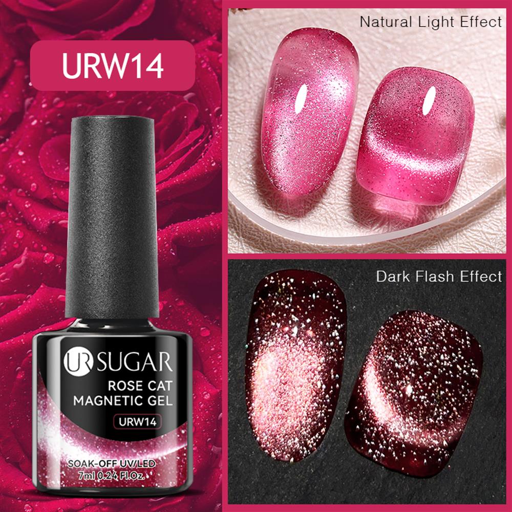 UR SUGAR 7ml Rose Cat Magnetic Uv Nail Gel (Kedi Gözü Kalıcı Oje) URW14