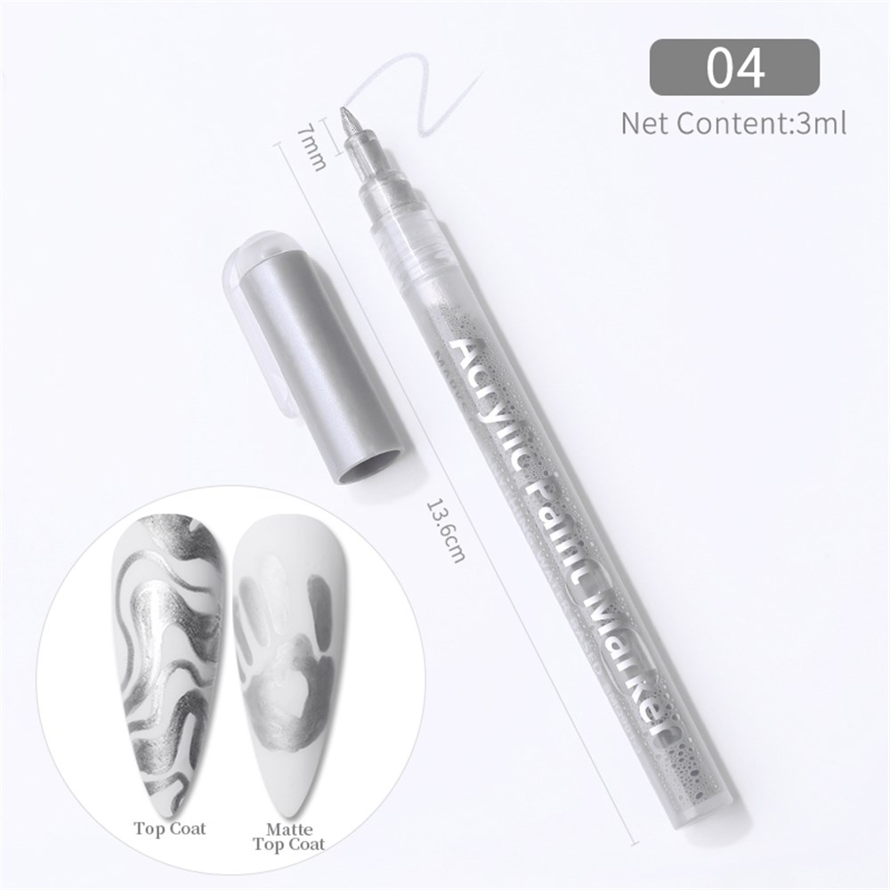  3D NAIL ART GRAFFITI PEN ( TIRNAK DEKORASYON ÇİZİM KALEMİ ) 04 SİLVER