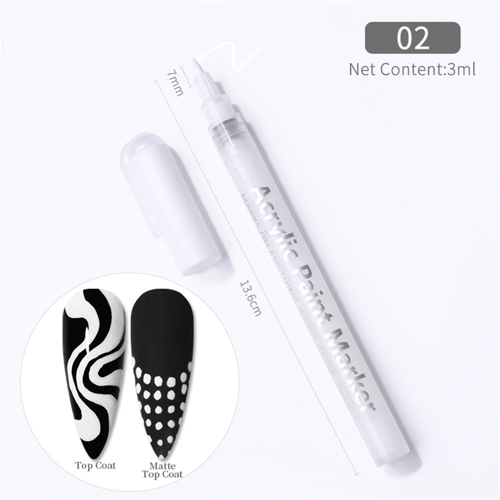  3D NAIL ART GRAFFITI PEN ( TIRNAK DEKORASYON ÇİZİM KALEMİ ) 02 BEYAZ