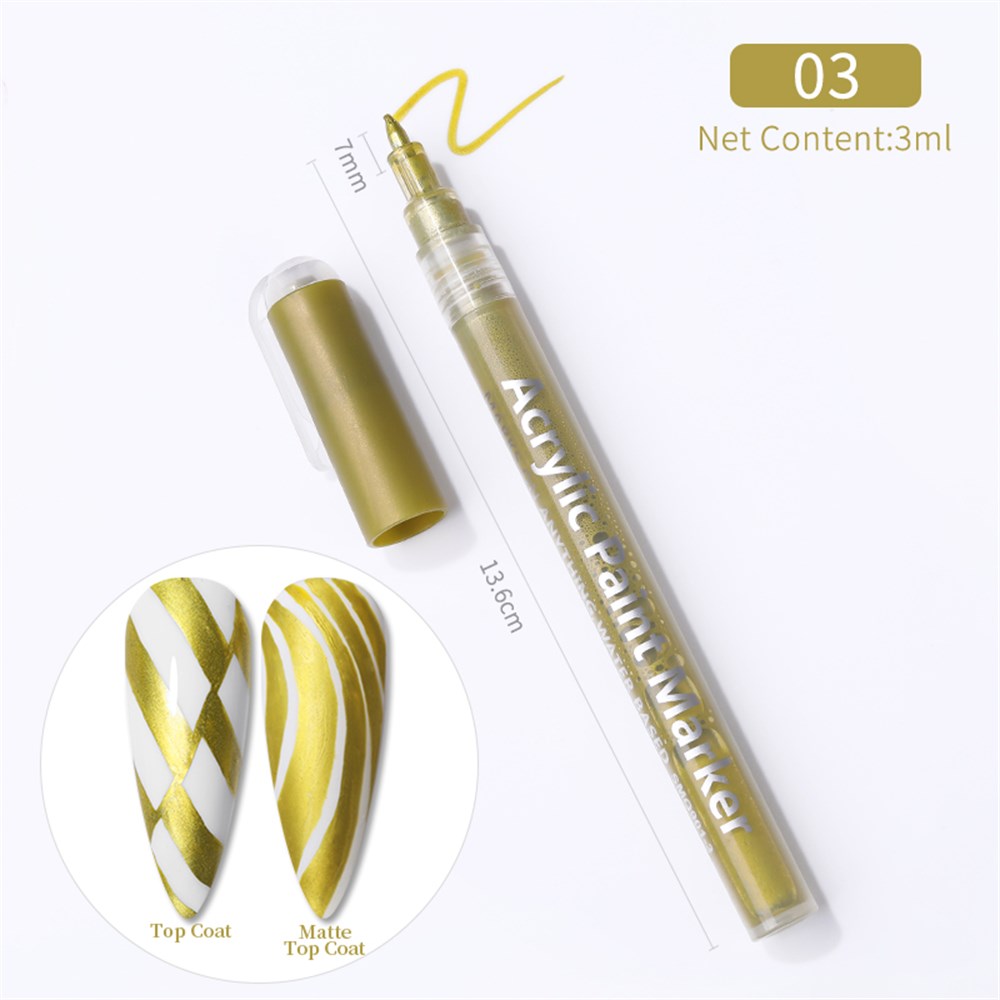  3D NAIL ART GRAFFITI PEN ( TIRNAK DEKORASYON ÇİZİM KALEMİ ) 03 GOLD