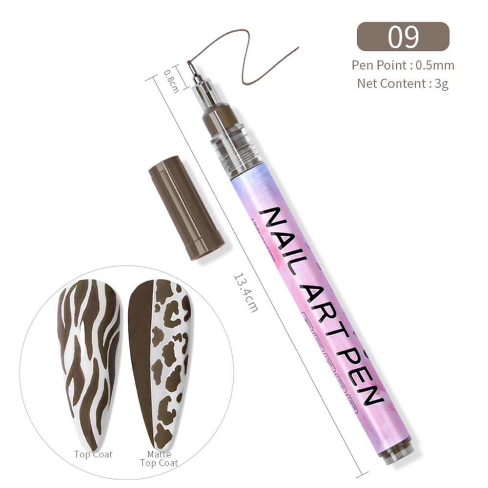 0.5mm  3D NAIL ART GRAFFITI PEN ( TIRNAK DEKORASYON ÇİZİM KALEMİ ) 09 KAHVERENGİ (BROWN)