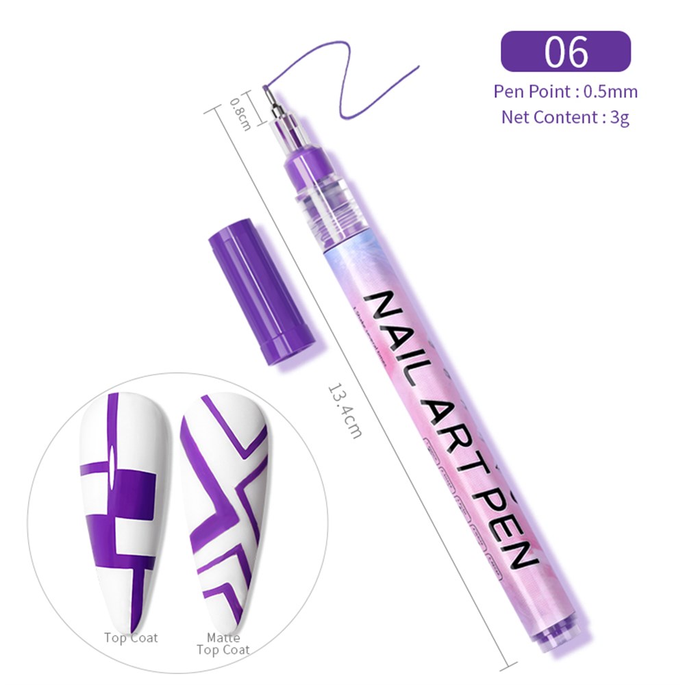 0.5mm  3D NAIL ART GRAFFITI PEN ( TIRNAK DEKORASYON ÇİZİM KALEMİ ) 06 MOR (PURPLE) 