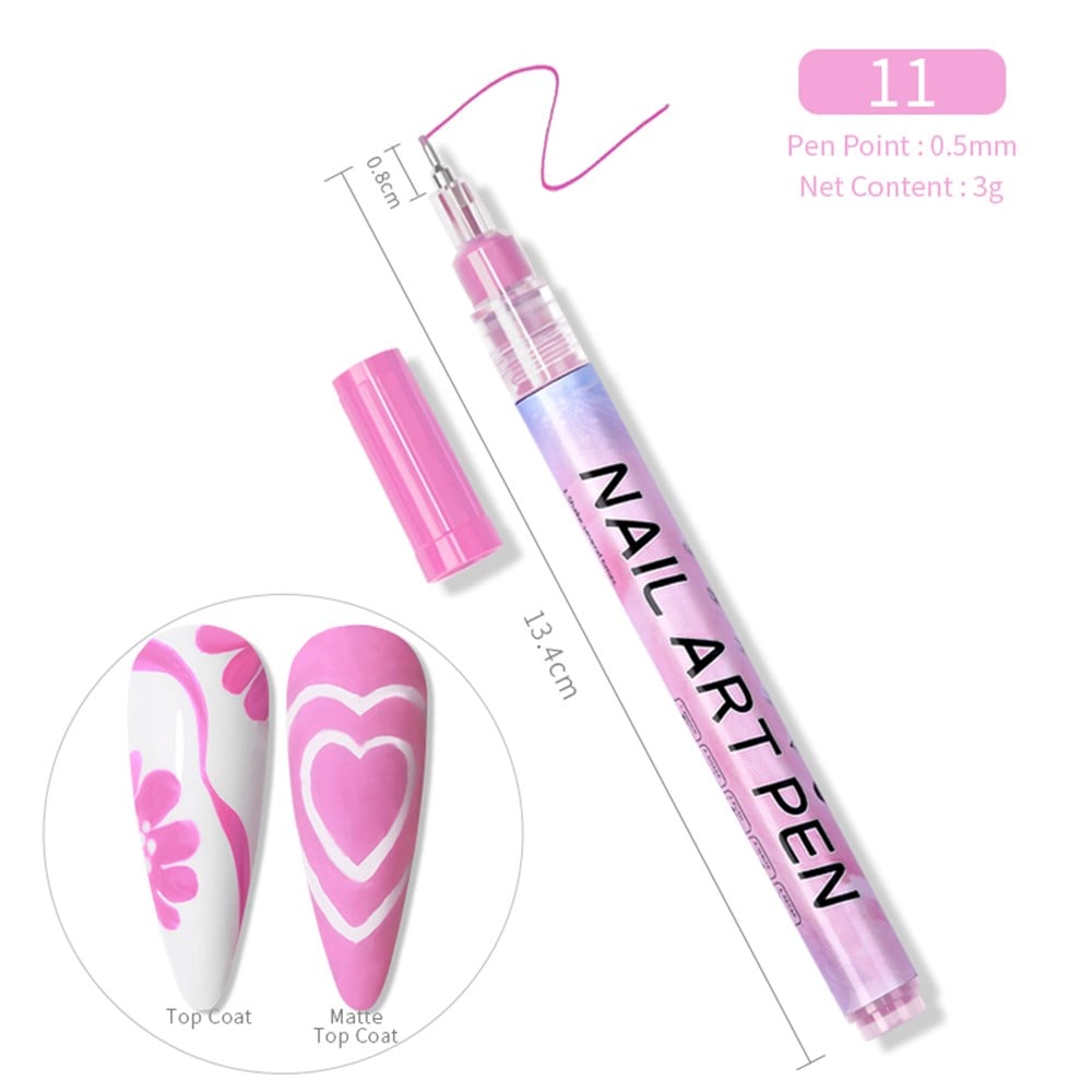 0.5mm  3D NAIL ART GRAFFITI PEN ( TIRNAK DEKORASYON ÇİZİM KALEMİ )11 PEMBE(PINK)