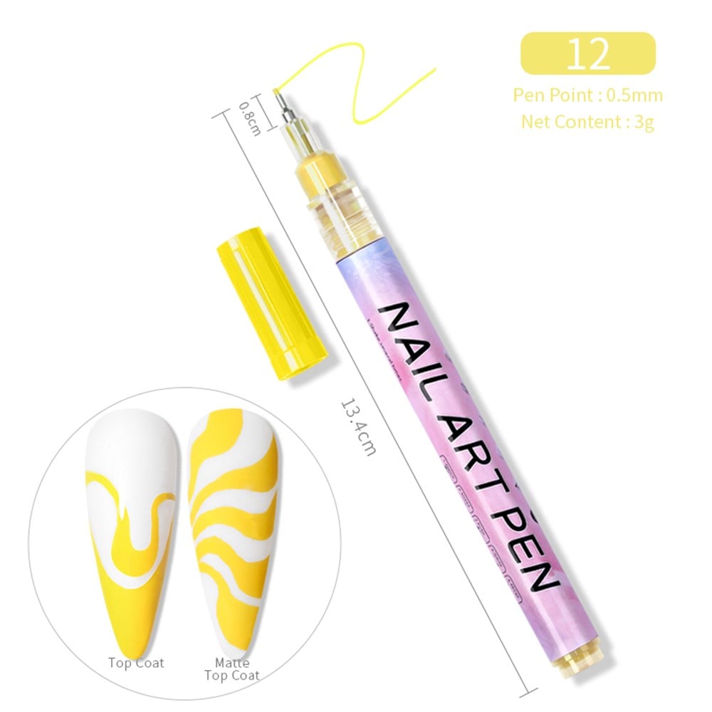 0.5mm  3D NAIL ART GRAFFITI PEN ( TIRNAK DEKORASYON ÇİZİM KALEMİ )12 SARI (YELLOW)