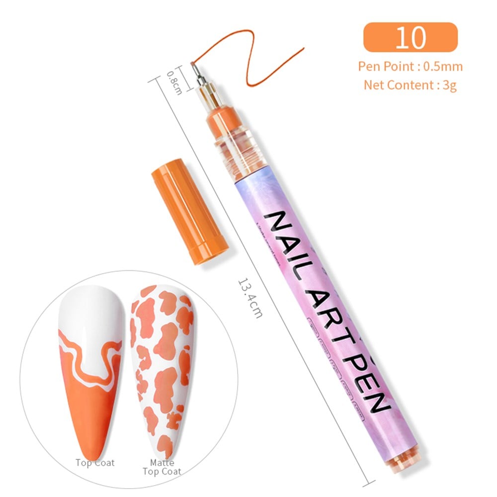 0.5mm  3D NAIL ART GRAFFITI PEN ( TIRNAK DEKORASYON ÇİZİM KALEMİ )10 TURUNCU( ORANGE) 