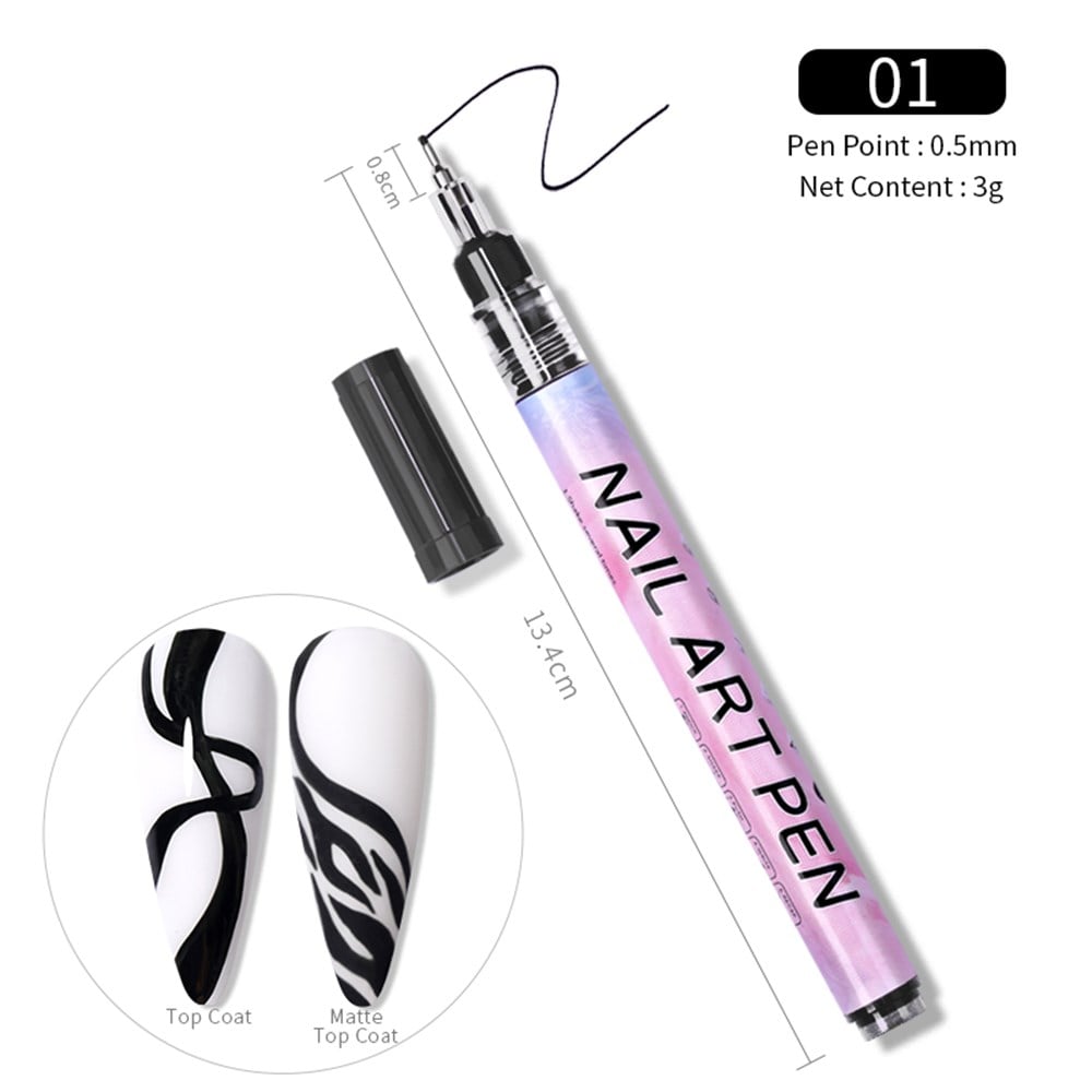 0.5mm  3D NAIL ART GRAFFITI PEN ( TIRNAK DEKORASYON ÇİZİM KALEMİ ) 01 SİYAH 