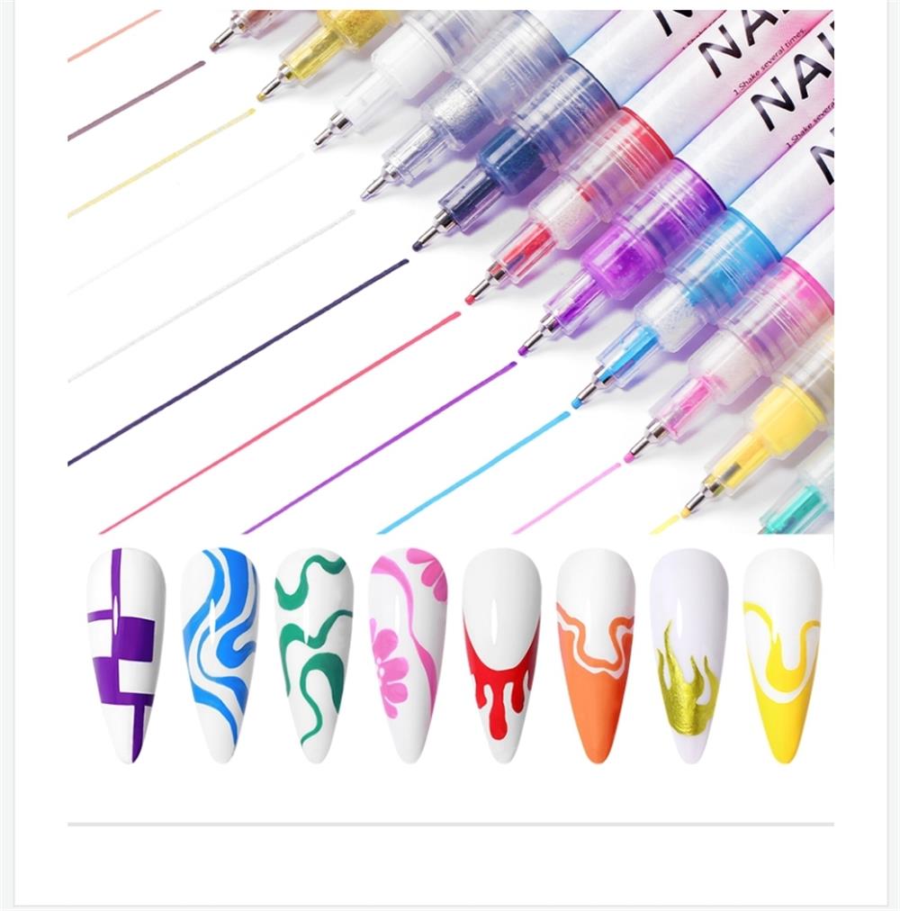 0.5mm  3D NAIL ART GRAFFITI PEN ( TIRNAK DEKORASYON ÇİZİM KALEMİ )12 Lİ SET 