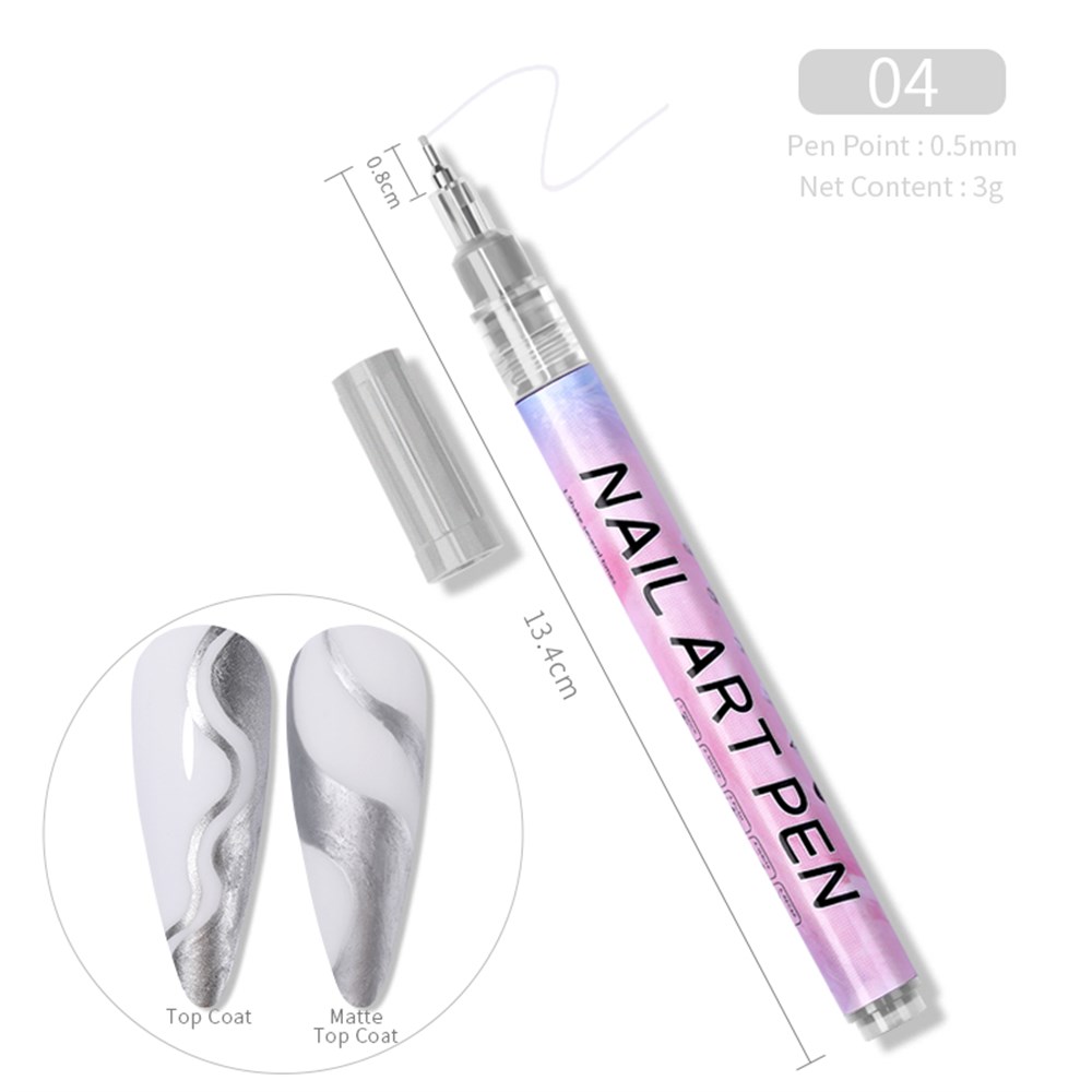 0.5mm  3D NAIL ART GRAFFITI PEN ( TIRNAK DEKORASYON ÇİZİM KALEMİ ) 04 SILVER( GÜMÜŞ) 