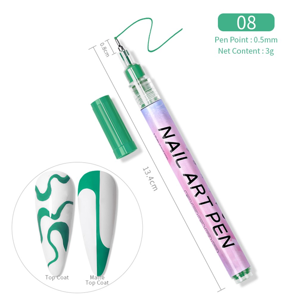 0.5mm  3D NAIL ART GRAFFITI PEN ( TIRNAK DEKORASYON ÇİZİM KALEMİ ) 08 YEŞİL (GREEN)