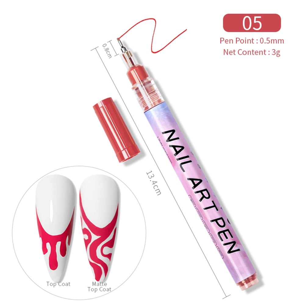 0.5mm  3D NAIL ART GRAFFITI PEN ( TIRNAK DEKORASYON ÇİZİM KALEMİ ) 05 KIRMIZI (RED)