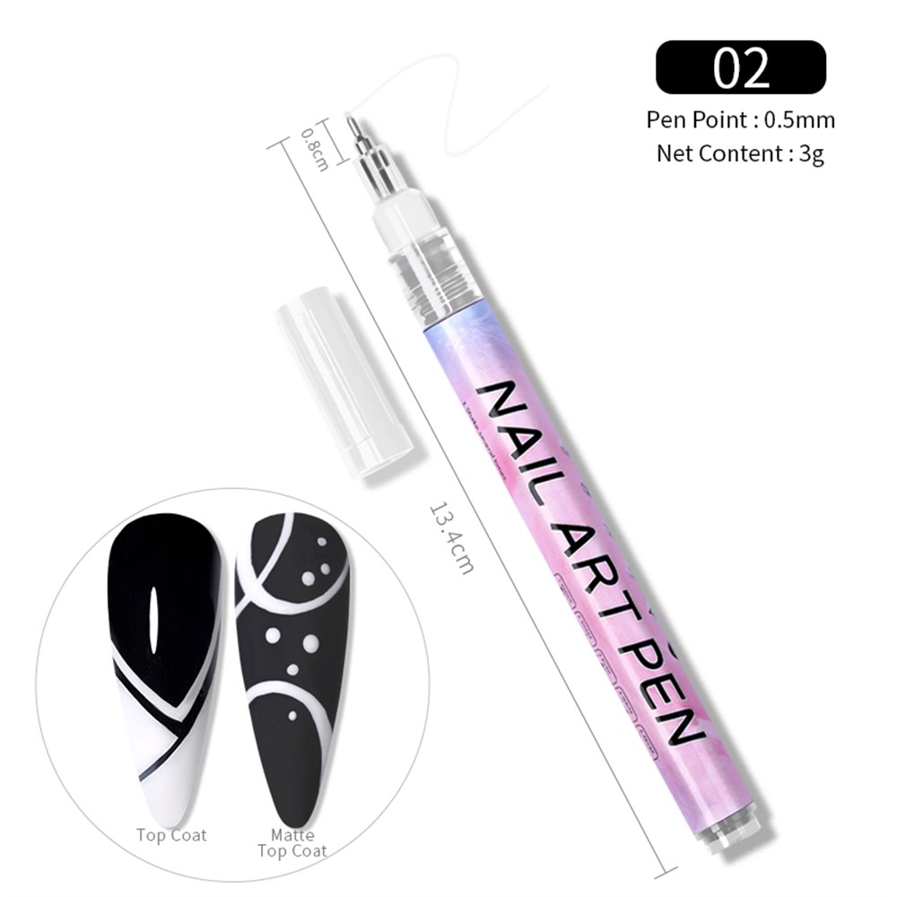 0.5mm  3D NAIL ART GRAFFITI PEN ( TIRNAK DEKORASYON ÇİZİM KALEMİ ) 02 BEYAZ