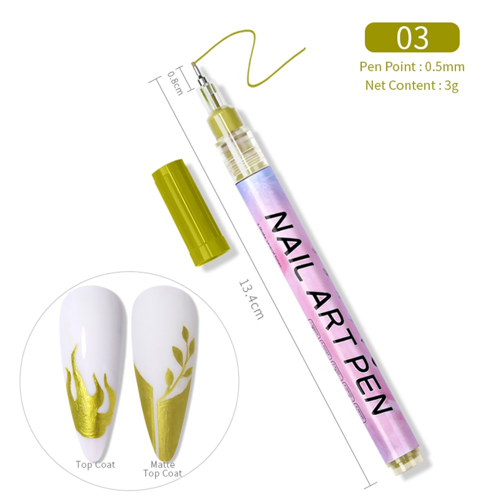 0.5mm  3D NAIL ART GRAFFITI PEN ( TIRNAK DEKORASYON ÇİZİM KALEMİ ) 03 GOLD(ALTIN)