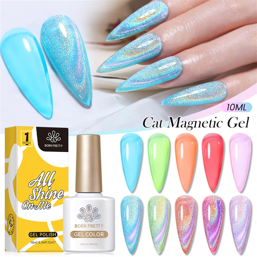 BORN PRETTY 10ml Laser Holo Cat Magnetic Gel Polish (LASER KEDİ GÖZÜ KALICI OJE ) 