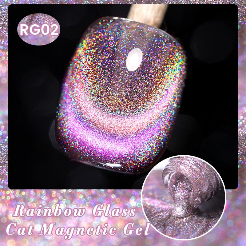 BORN PRETTY 10ml Rainbow Glass Cat Magnetic Gel Nail Polish RG02