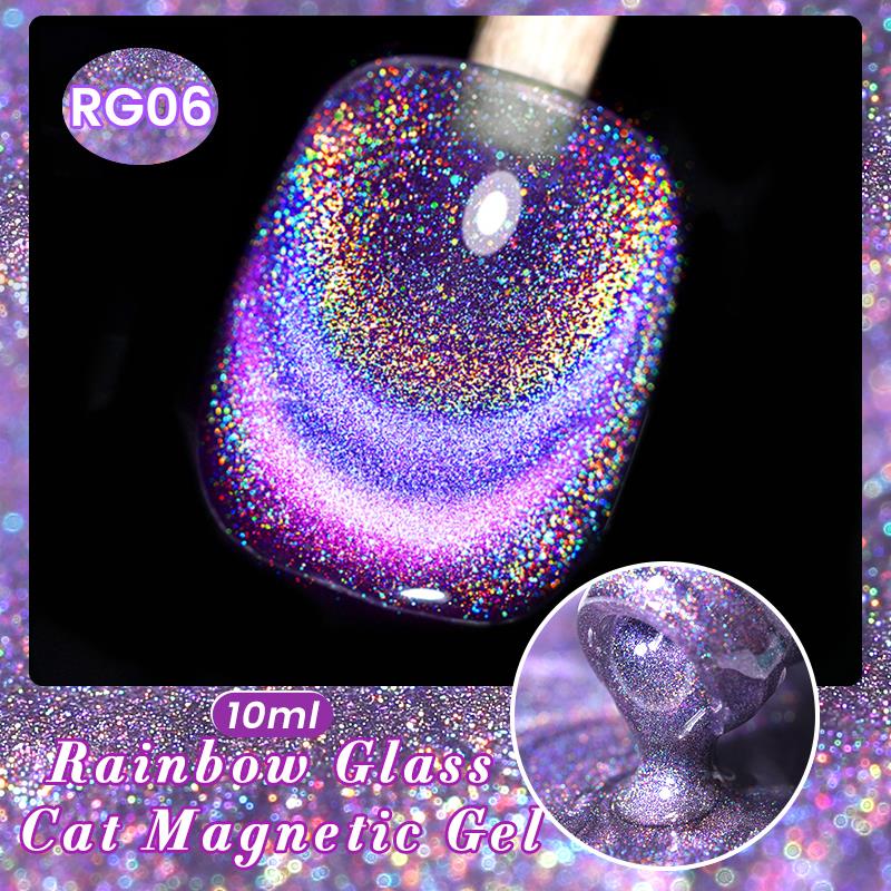 BORN PRETTY 10ml Rainbow Glass Cat Magnetic Gel Nail Polish RG06