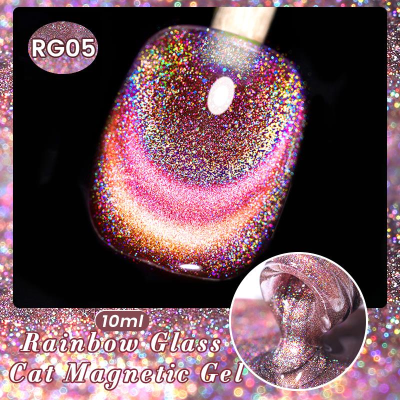 BORN PRETTY 10ml Rainbow Glass Cat Magnetic Gel Nail Polish RG05