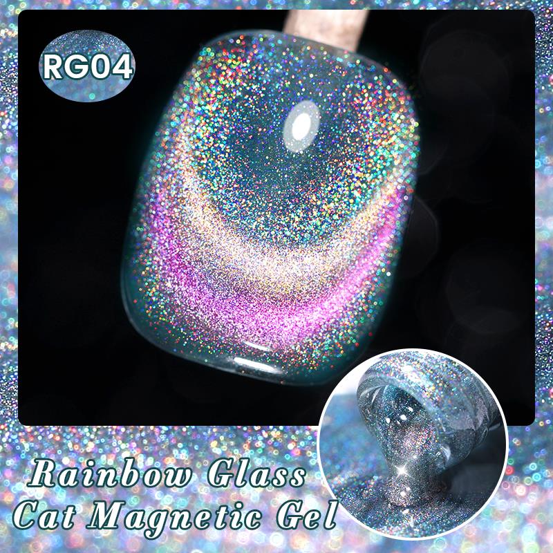 BORN PRETTY 10ml Rainbow Glass Cat Magnetic Gel Nail Polish RG04
