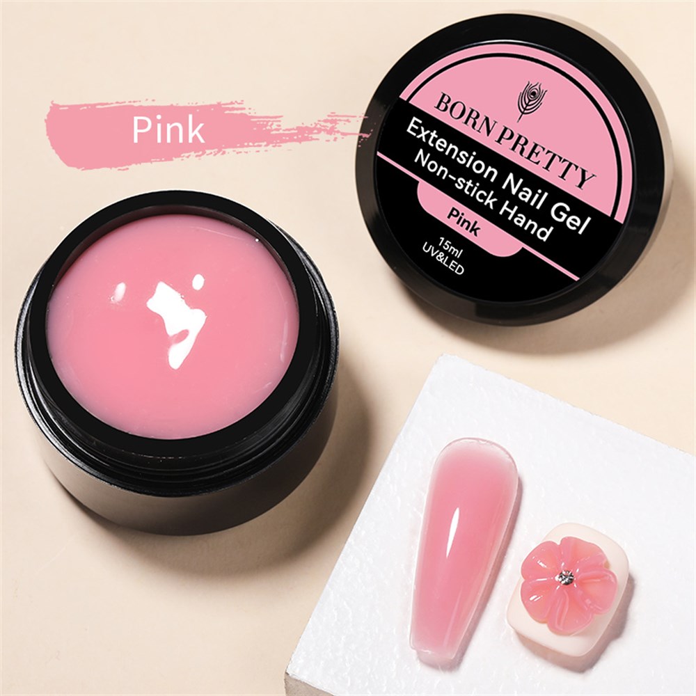 BORN PRETTY 15ml NON STICK EXTENSSION GEL (Yapışkan katsız katı tırnak uzatma jeli) 04 PINK