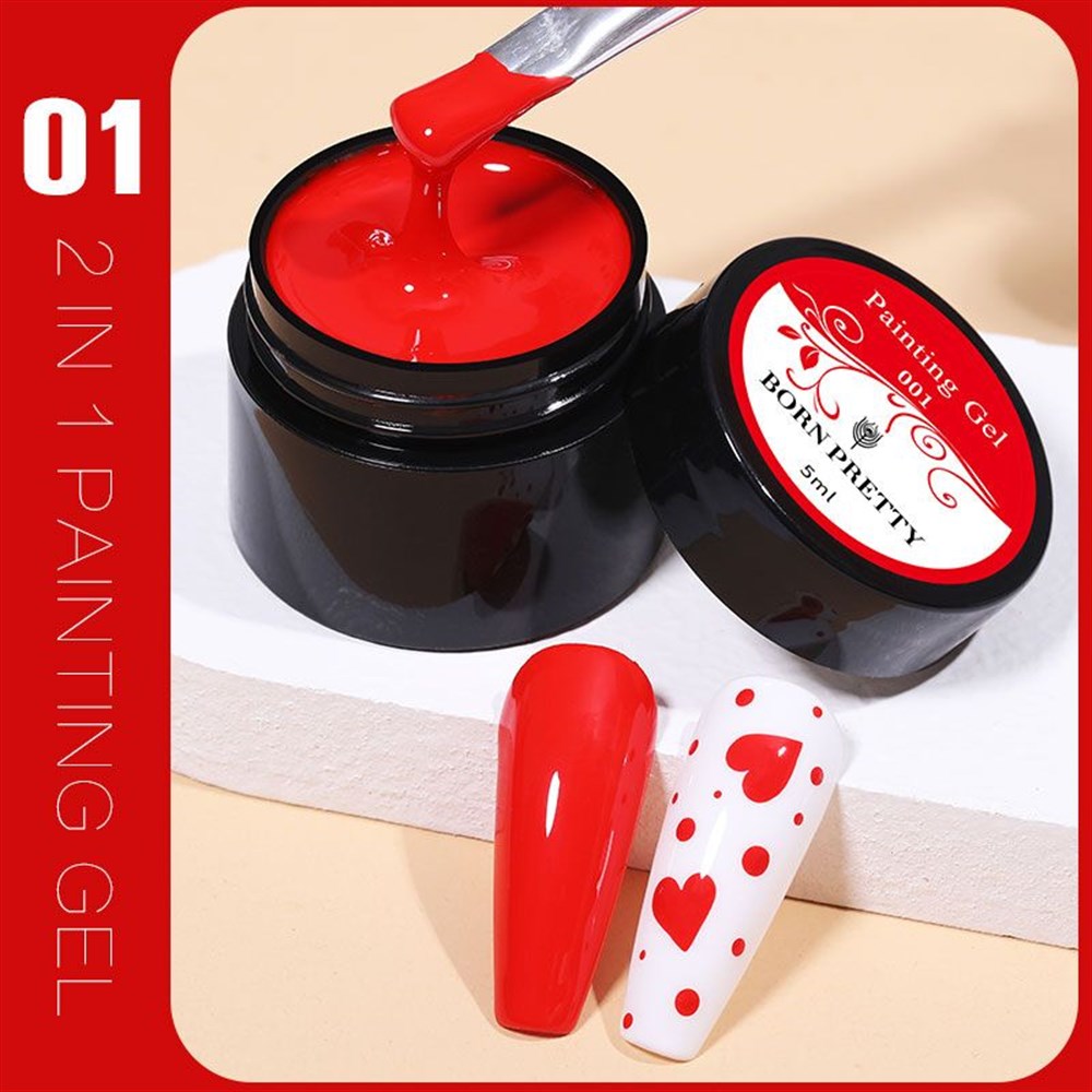 BORN PRETTY 2 in 1 PAINTING GEL (İKİSİ BİR ARADA HEM OJE HEM  ÇİZİM JELİ) 01