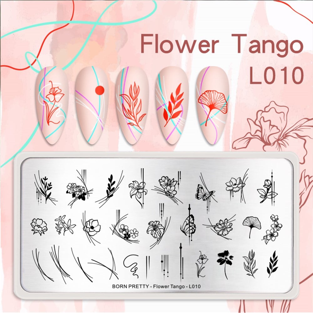 BORN PRETTY BASKI DESEN PLAKASI FLOWER TANGO L010