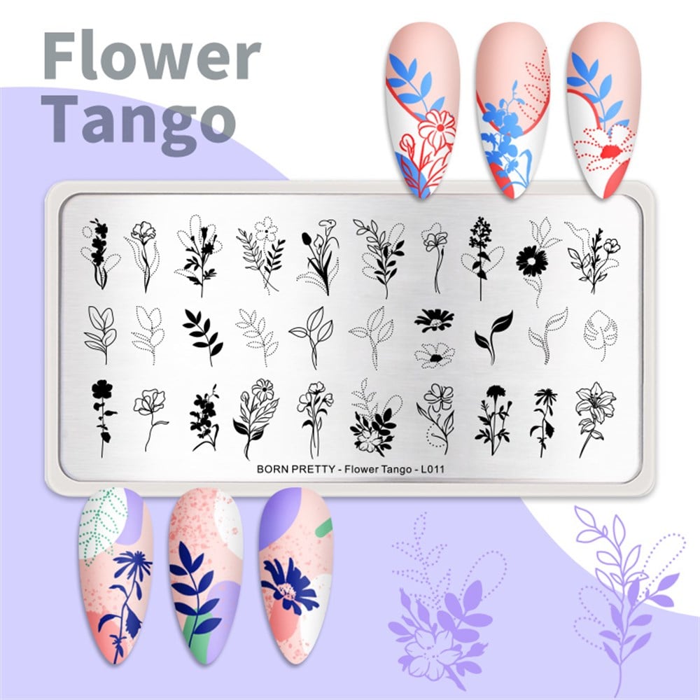 BORN PRETTY BASKI DESEN PLAKASI FLOWER TANGO L011