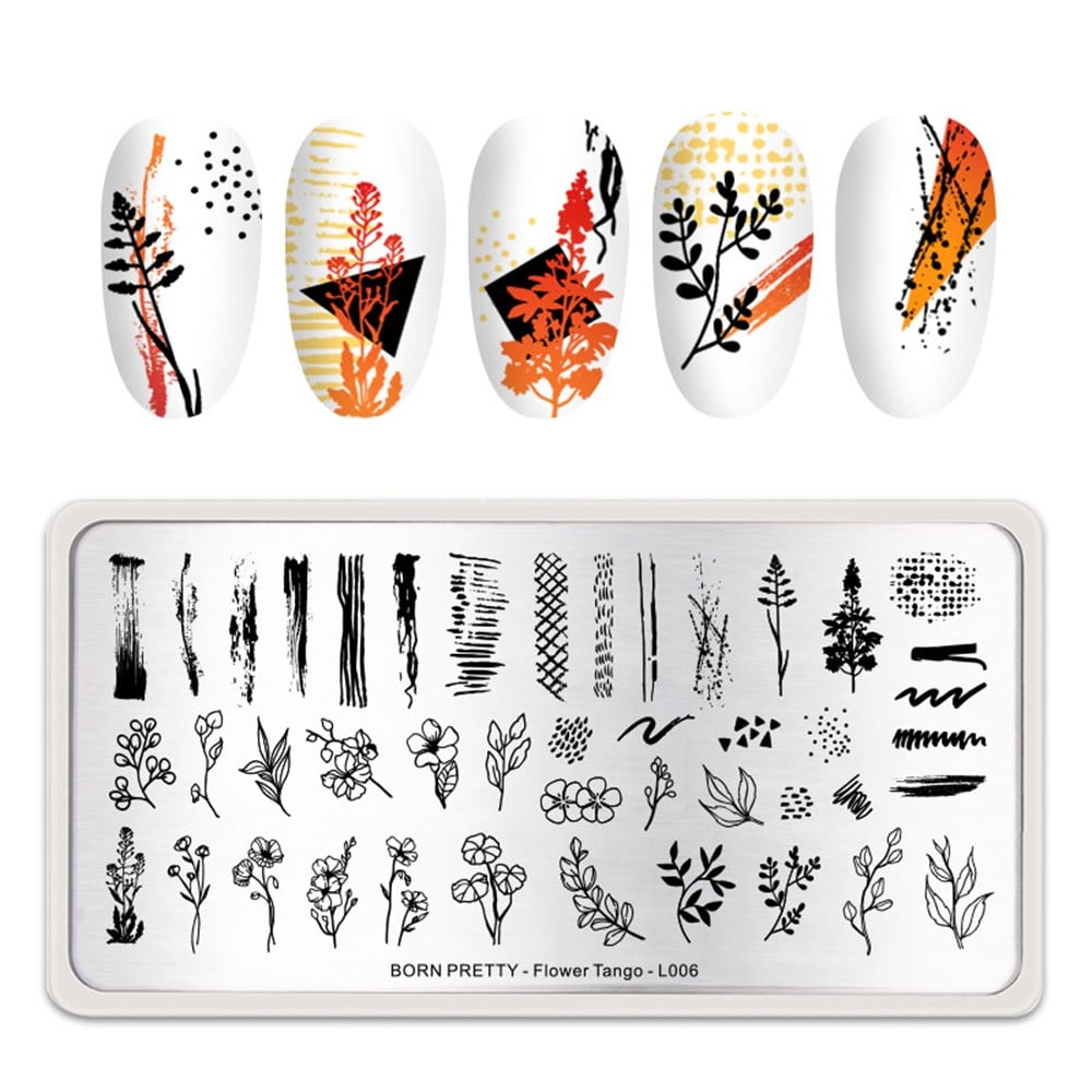 BORN PRETTY BASKI DESEN PLAKASI FLOWERTANGO L006