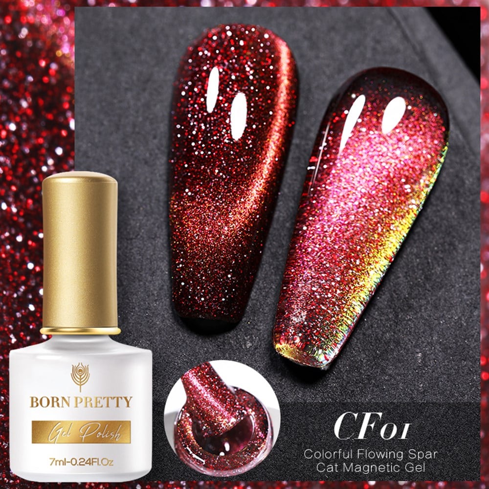 BORN PRETTY COLORFUL FLOWING SPAR CAT MAGNETIC GEL (KEDİ GÖZÜ MANYETİK ) KALICI OJE CF01