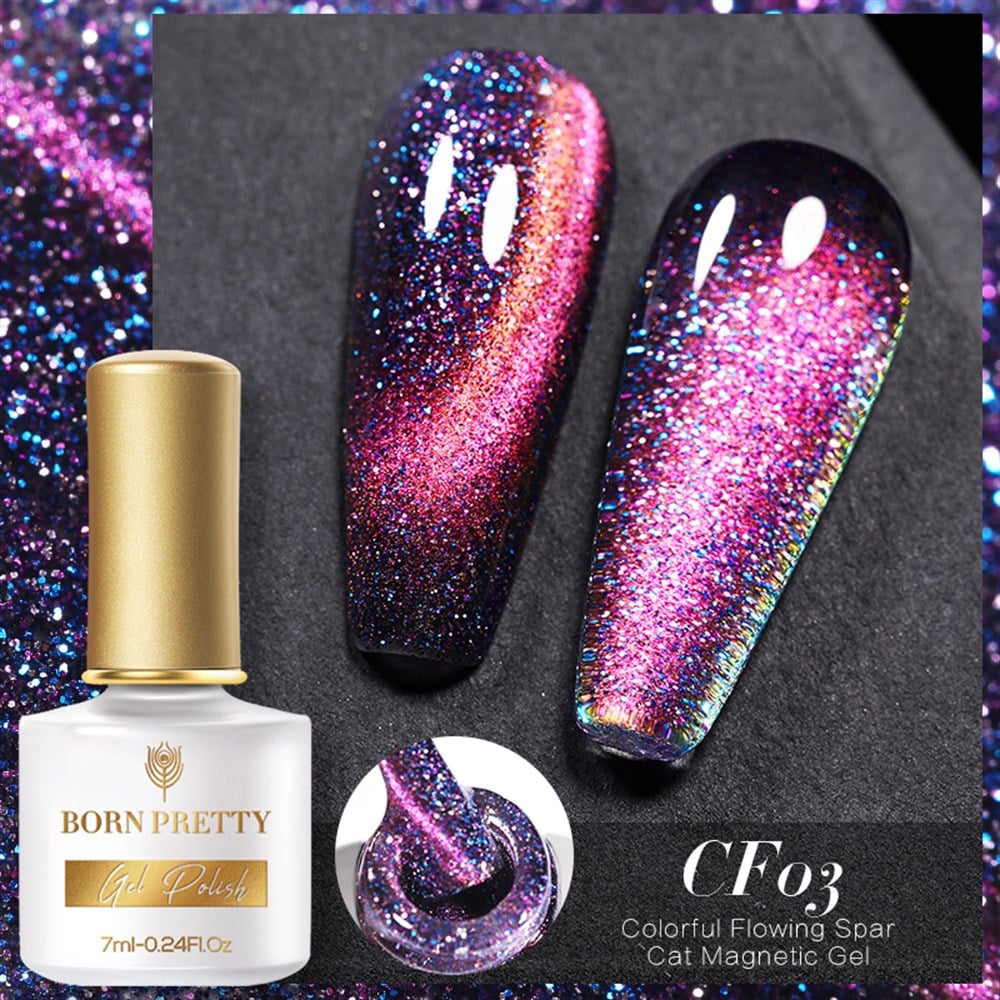 BORN PRETTY COLORFUL FLOWING SPAR CAT MAGNETIC GEL (KEDİ GÖZÜ MANYETİK ) KALICI OJE CF03