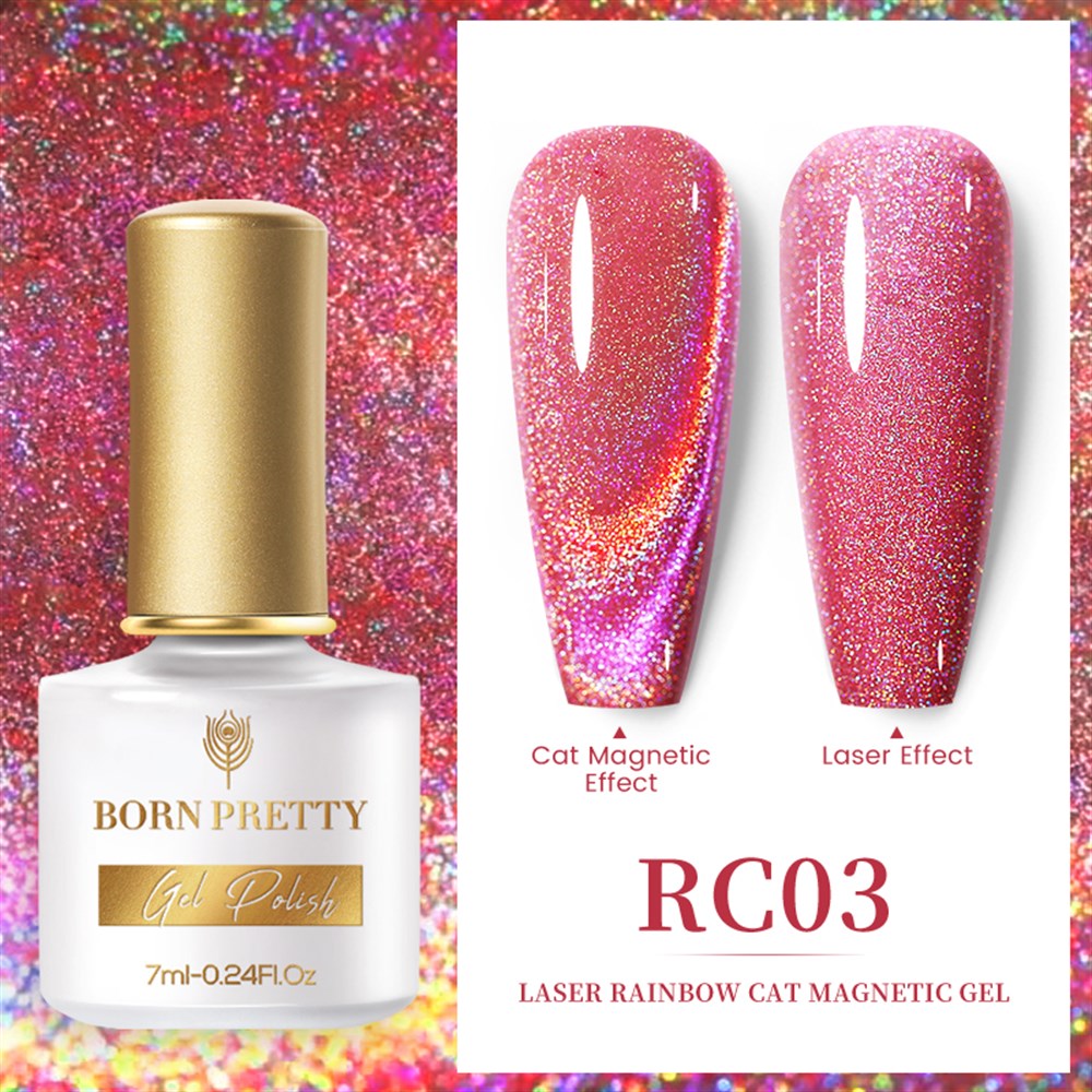 BORN PRETTY LASER RAINBOW CAT MAGNETIC GEL (KEDİ GÖZÜ MANYETİK KALICI OJE) RC03