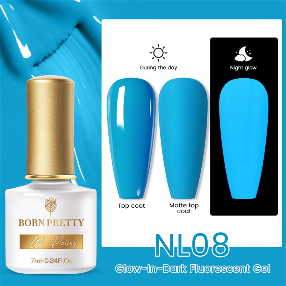 BORN PRETTY NEON FLORESAN (KARANLIKTA PARLAYAN)  7ML UV KALICI OJE NL08