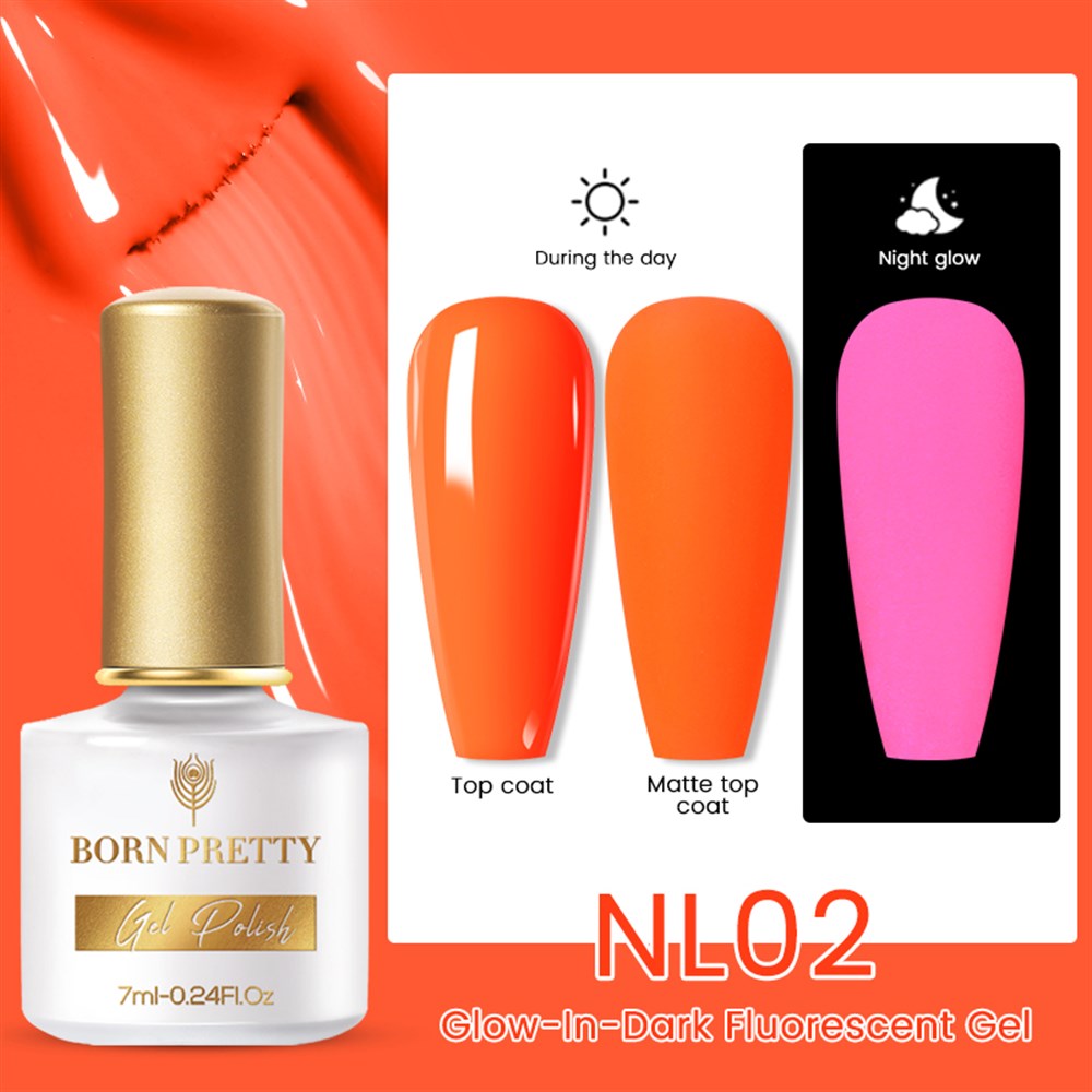 BORN PRETTY NEON FLORESAN (KARANLIKTA PARLAYAN)  7ML UV KALICI OJE NL02