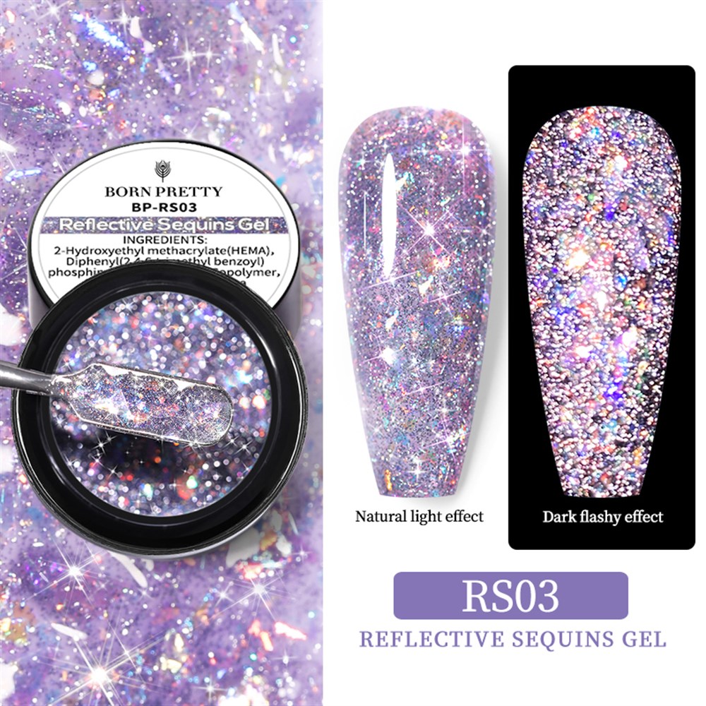 BORN PRETTY REFLECTIVE SQUINS GEL (SİMLİ PULLU REFLEKTÖRLÜ UV JEL)  RS03