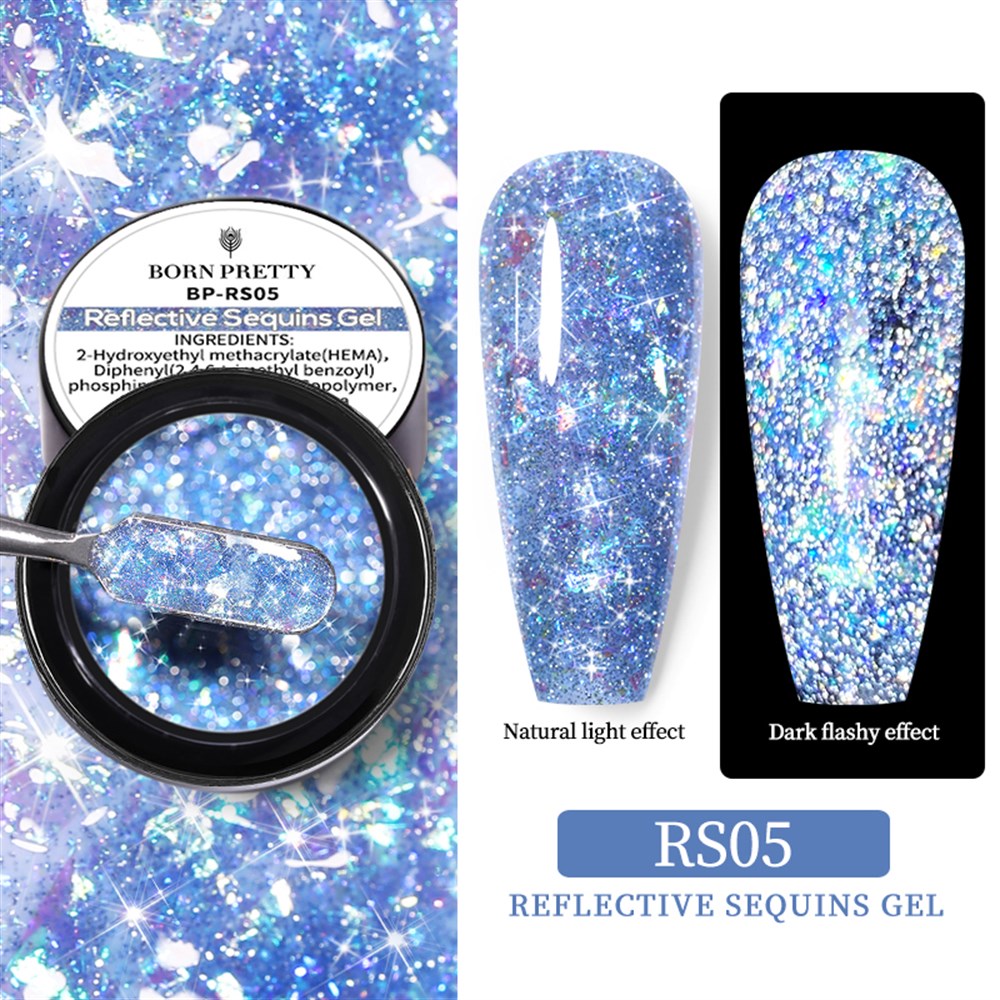 BORN PRETTY REFLECTIVE SQUINS GEL (SİMLİ PULLU REFLEKTÖRLÜ UV JEL)  RS05