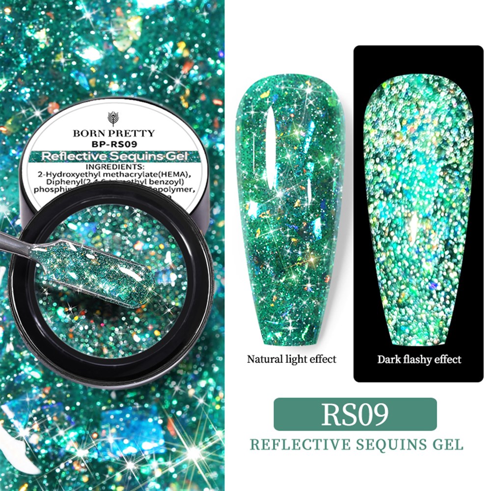 BORN PRETTY REFLECTIVE SQUINS GEL (SİMLİ PULLU REFLEKTÖRLÜ UV JEL)  RS09