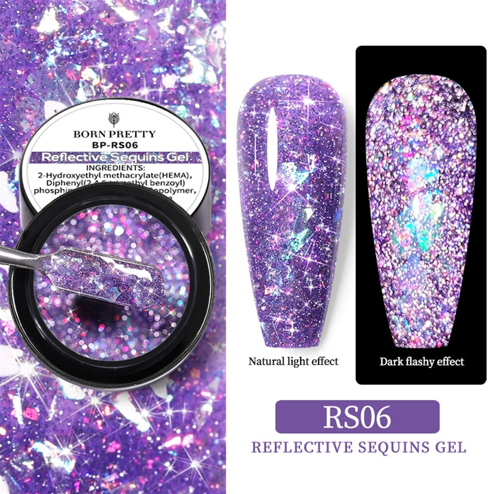 BORN PRETTY REFLECTIVE SQUINS GEL (SİMLİ PULLU REFLEKTÖRLÜ UV JEL)  RS06