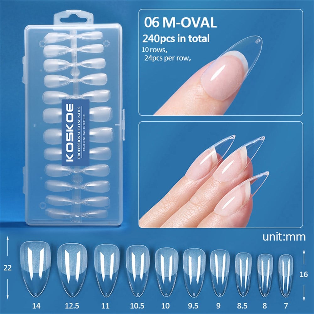 KOSKOE 240 PARÇA ŞEFFAF ULTRA İNCE DAYANIKLI TİPS M-OVAL MODEL 06