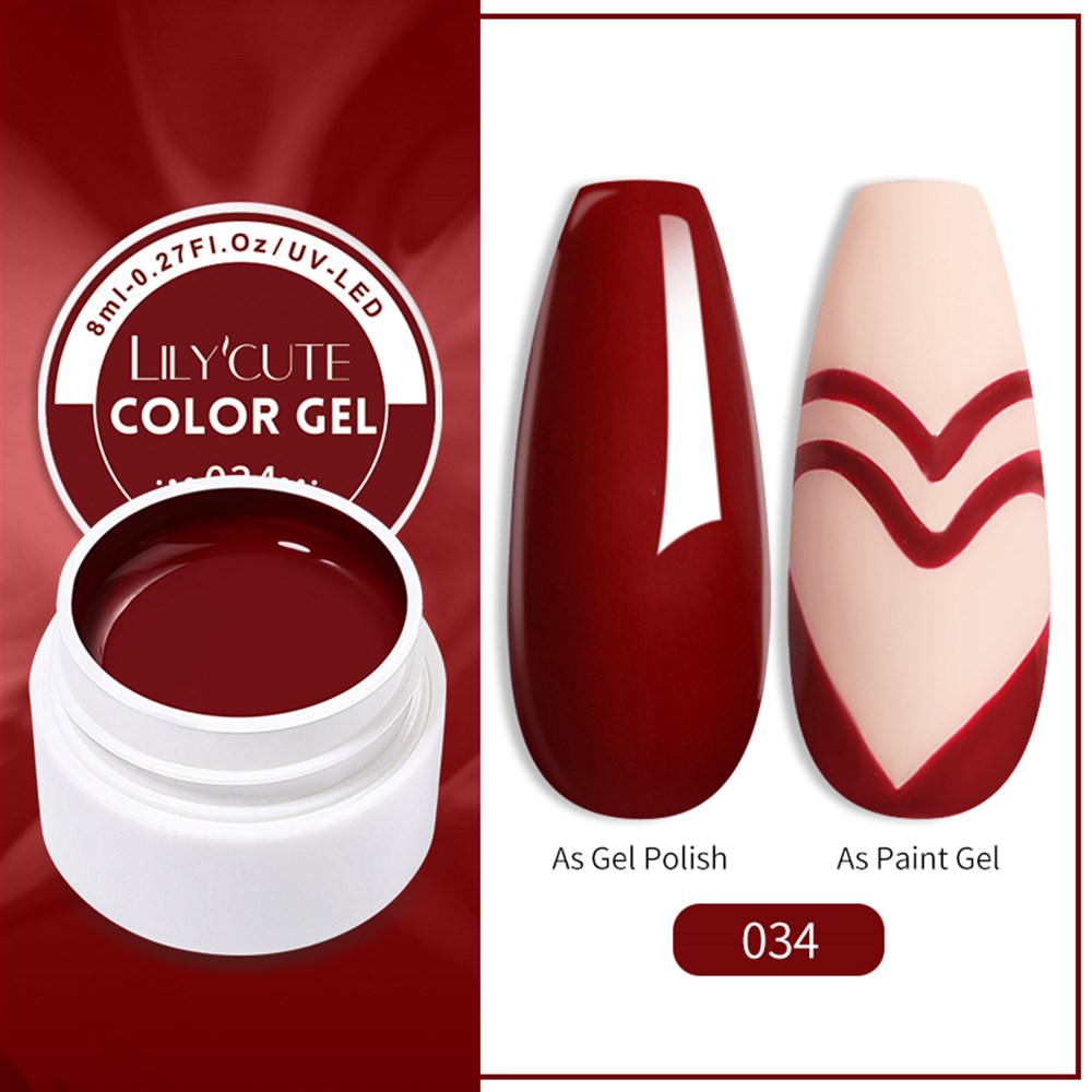 LILY'CUTE 8 ML UV COLOR GEL ( KAP UV KALICI OJE&PAINTING GEL ) 034