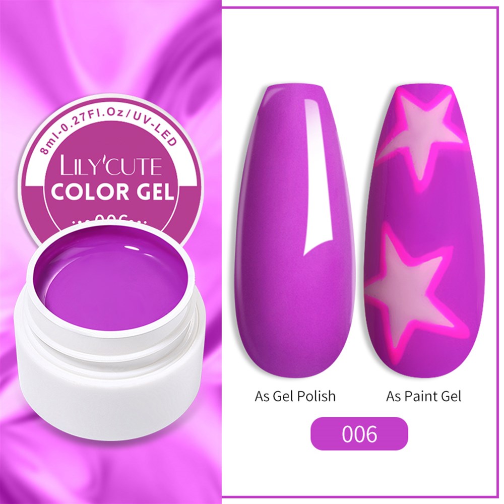 LILY'CUTE 8 ML UV COLOR GEL ( KAP UV KALICI OJE&PAINTING GEL ) 006