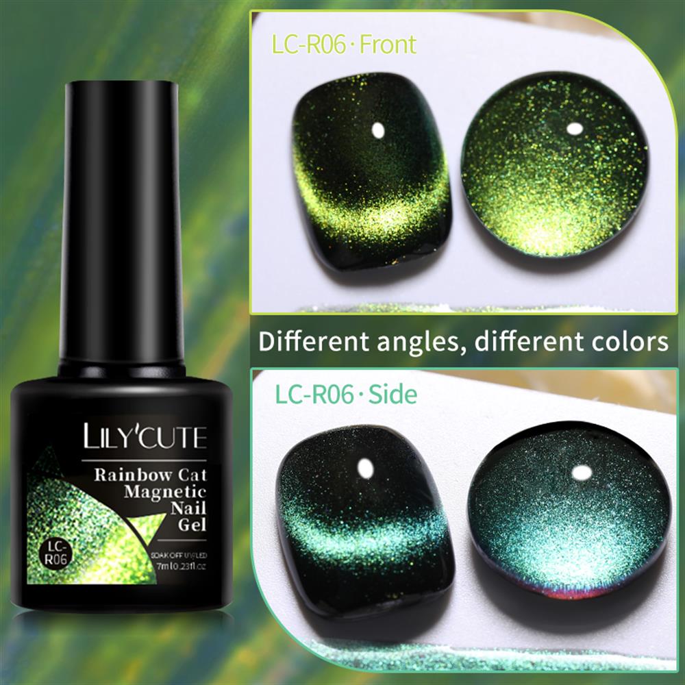 Lily'Cute Rainbow 7ml Cat Magnetic Uv Nail Gel ( Çift Renk Yansimali Gökkuşağı Kedi Gözü Kalıcı Oje) LC-R06