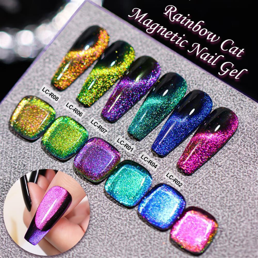 Lily'Cute Rainbow 7ml Cat Magnetic Uv Nail Gel ( Çift Renk Yansimali  Gökkuşağı Kedi Gözü Kalıcı Oje) LC-R06