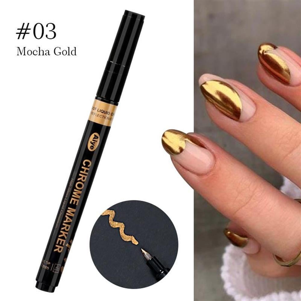 METALLIC GRAFFITY PEN Hızlı Kuruyan Suya Dayanıklı Metalik Nail Art Çizim Kalemi 03 Mocha Gold