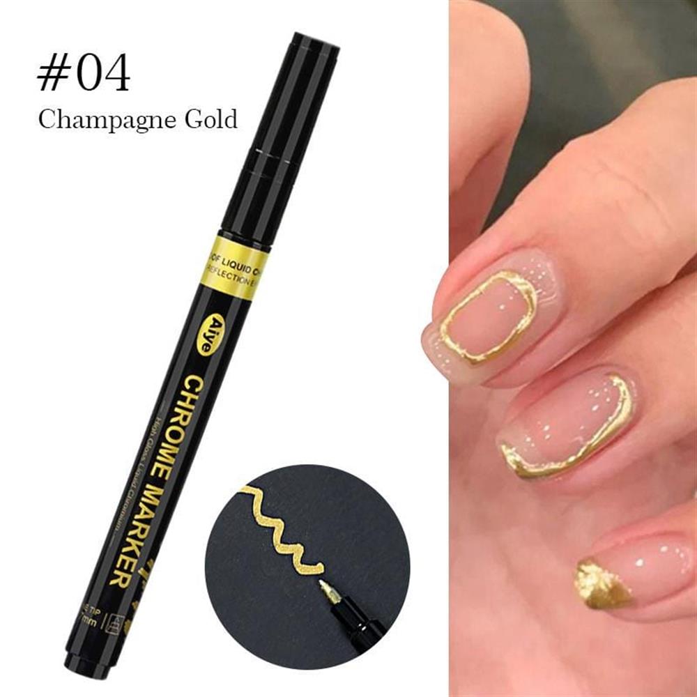 METALLIC GRAFFITY PEN Hızlı Kuruyan Suya Dayanıklı Metalik Nail Art Çizim Kalemi 04 Champagne Gold 
