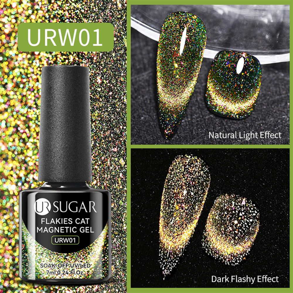 UR SUGAR 7ml FLAKIES Cat Magnetic Uv Nail Gel (Kedi Gözü Kalıcı Oje) URW01