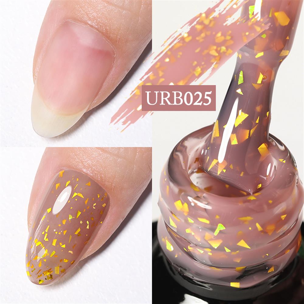 UR SUGAR 7ml Gold Glitter Rubber Base Coat Uv Gel URB025