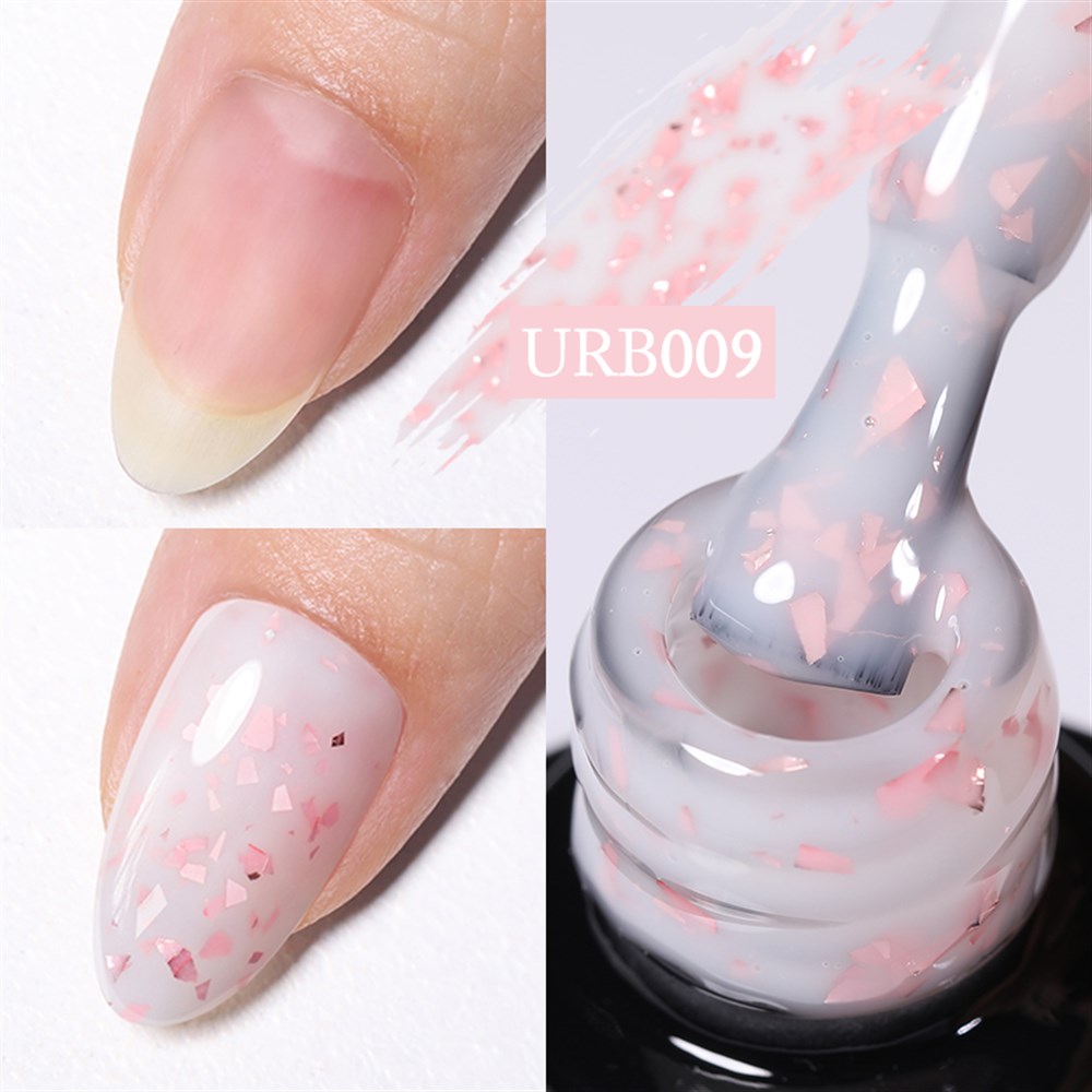 UR SUGAR 7ml Gold Glitter Ruber Base Coat Uv Gel URB009