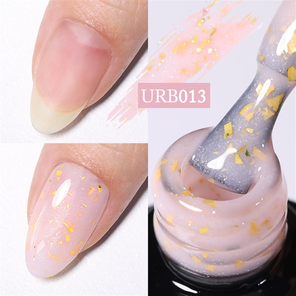 UR SUGAR 7ml Gold Glitter Ruber Base Coat Uv Gel URB013