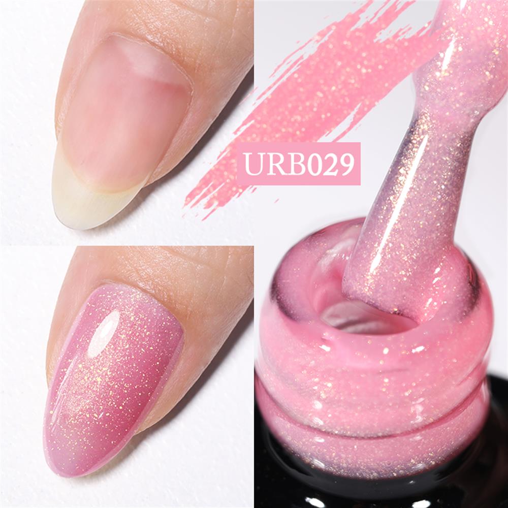 UR SUGAR 7ml Gold Glitter Rubber Base Coat Uv Gel URB029
