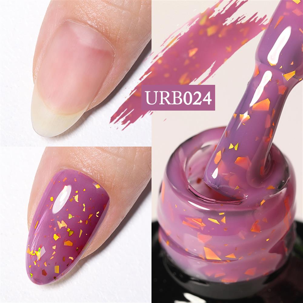 UR SUGAR 7ml Gold Glitter Rubber Base Coat Uv Gel URB024