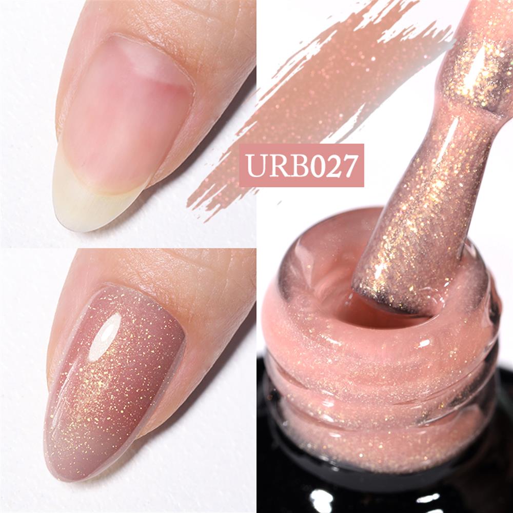 UR SUGAR 7ml Gold Glitter Rubber Base Coat Uv Gel URB027